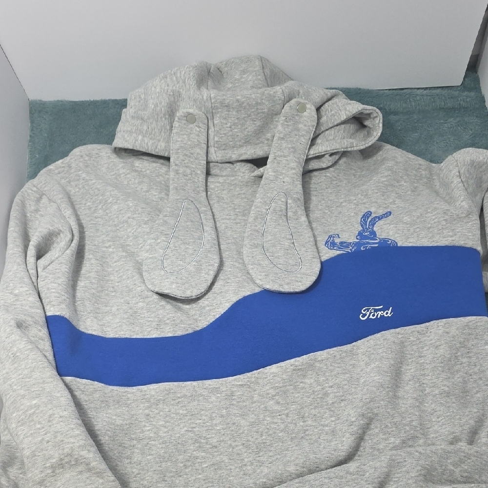 Ford Heather Gray Hoodie with Detachable Bunny Ears
